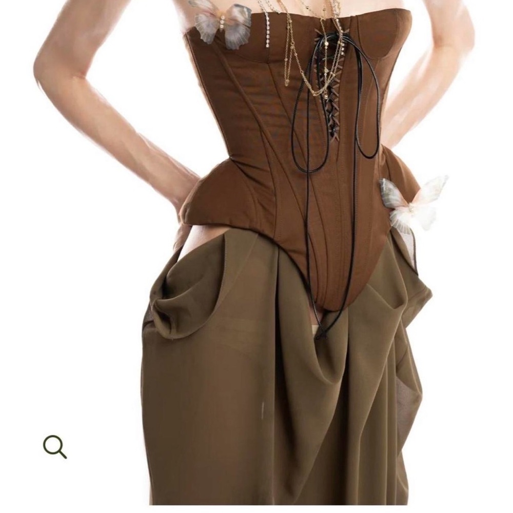 Strapless Brown Corset Dress